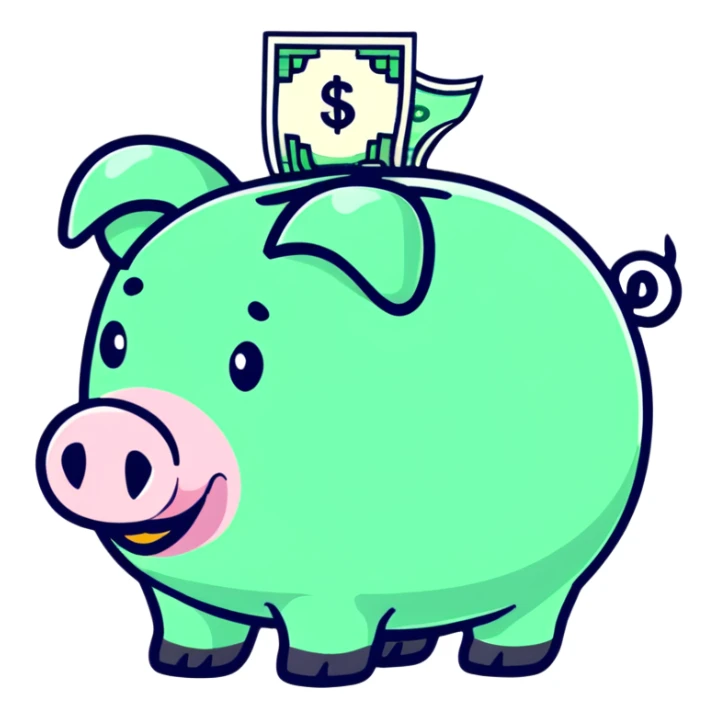 piggy bank with dollar sign sticker