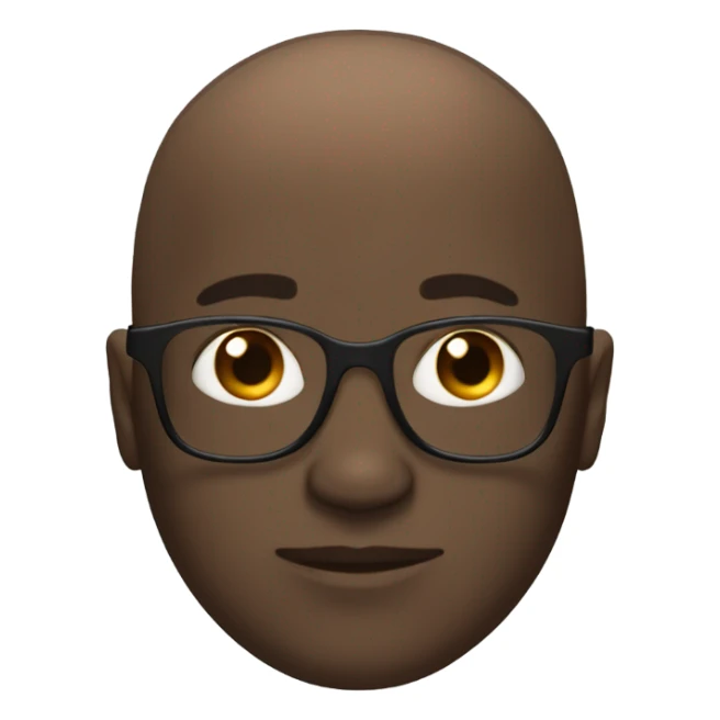 autistic dark skined guy with clear glasses and a bald head sticker