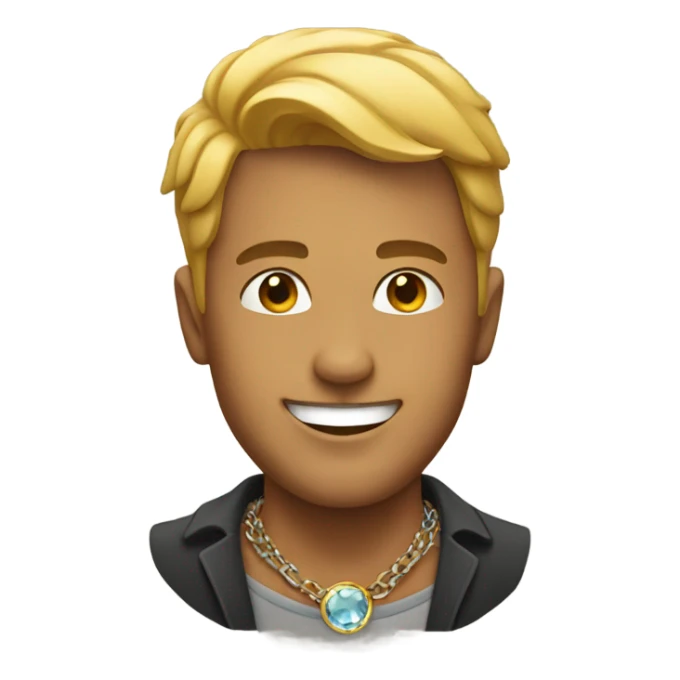 smiling male with necklace sticker