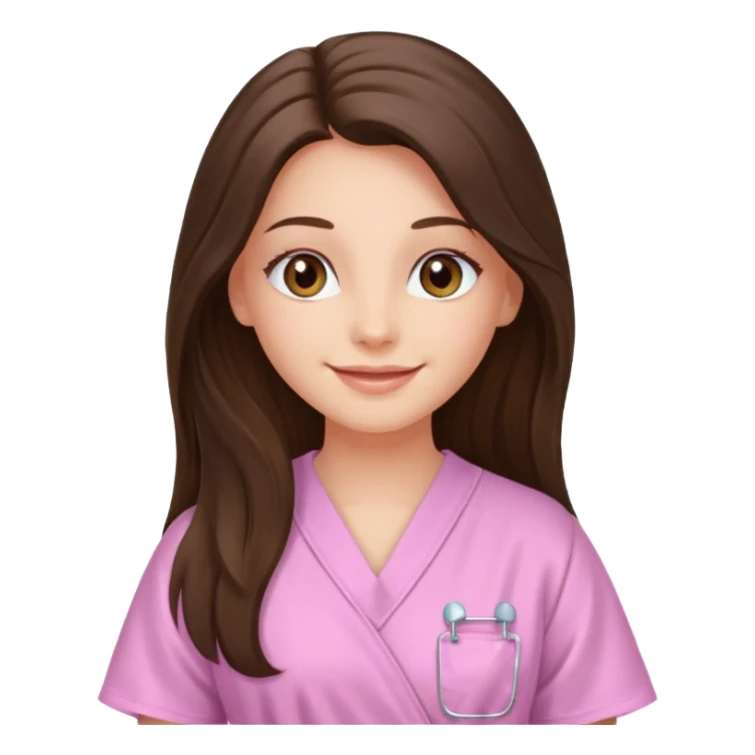 happy long haired brunette girl hazel eyes in light pink in therapy sticker