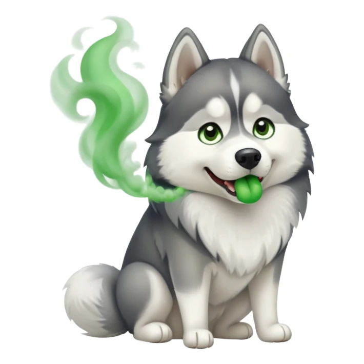 Husky dog farting green smoke sticker