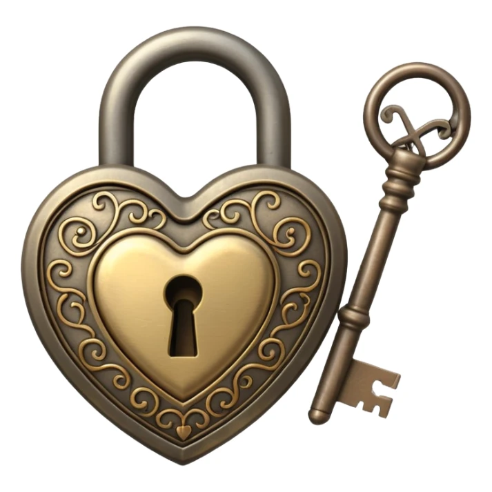 vintage heart-shaped lock and key sticker