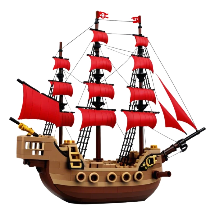 Pirate Ship (Toy) - Lego Pirate Ship (Model Year: 2021) (Iconic colour: Brown with red sails) sticker