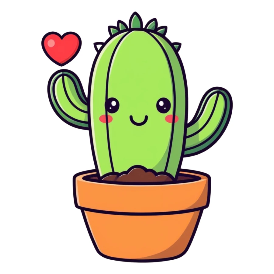 Happy Cactus best friends with heart eyes in a pot sticker