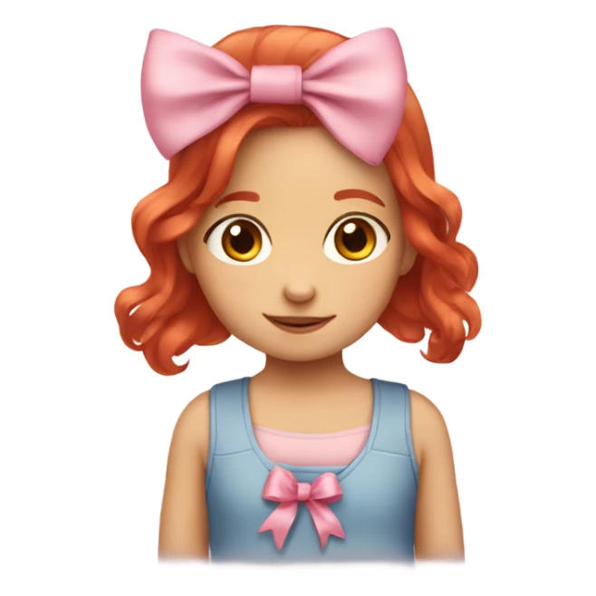 Little girl with red hair and pink bow sticker