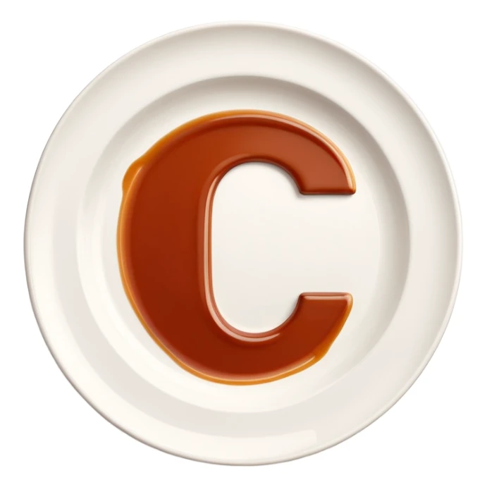 A modern icon of a white ceramic plate with a refined sauce drizzle shaped like the letter C, subtly expressing the CatchTable brand identity. Use a sleek, minimal style.
The sauce drizzle should include a color #FF3D00.
Soft shadows, simple lines, high-end visual mood. sticker