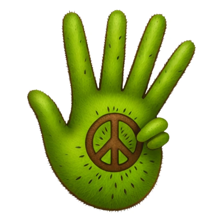 Peace sign hand emoji but its kiwi skin sticker