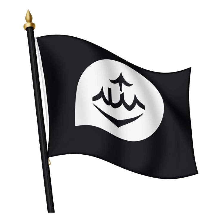 waving white flag with 'لا إله إلا الله محمد رسول الله' written in black on the fabric sticker