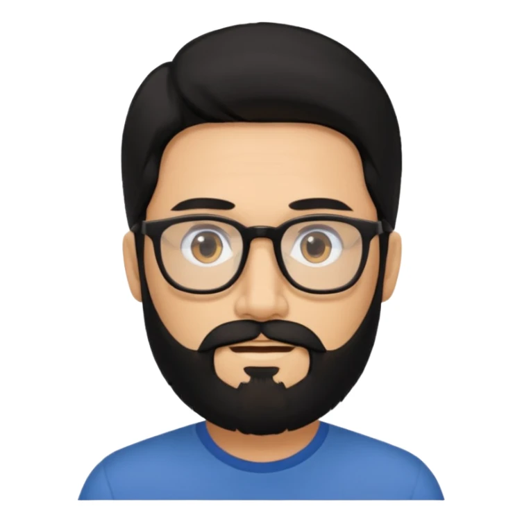 man with long black hair and beard and eyeglasses sticker