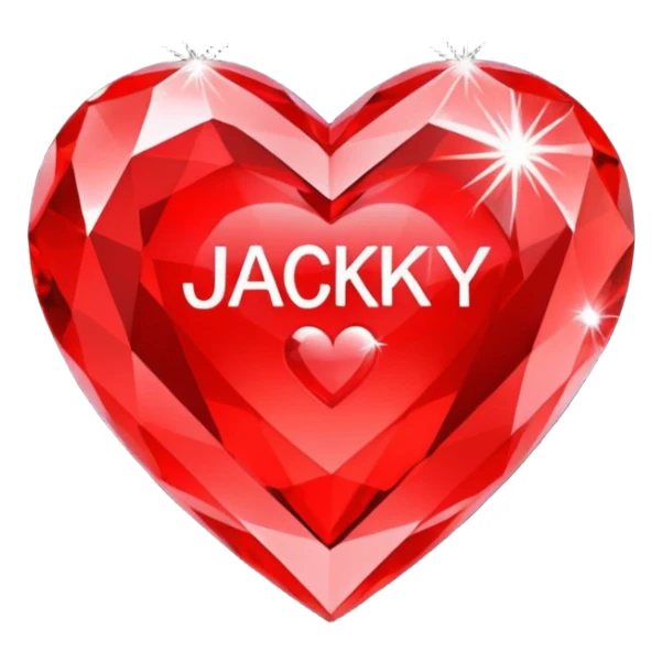 A red heart made of diamond with name Jacky sticker