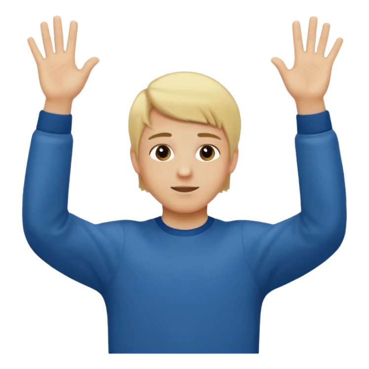 Boy, blonde hair with two hands up saying 67 sticker