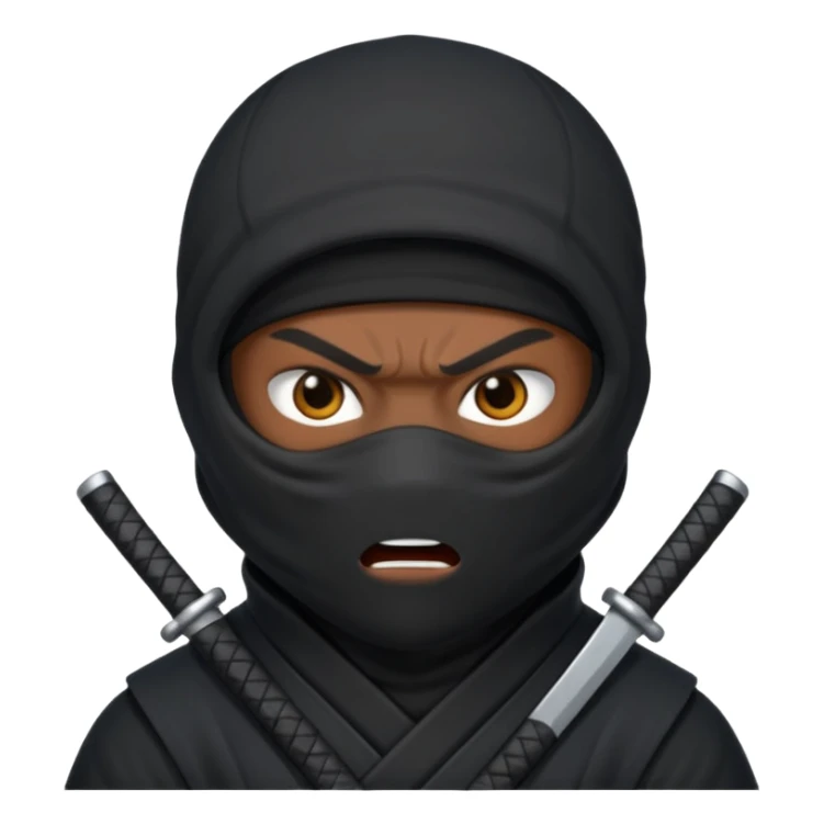 Hazme un emoji de ninja enojado que no tenga boca sticker