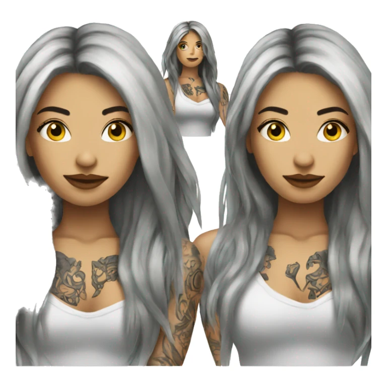 tattooed woman very attractive long hair sticker