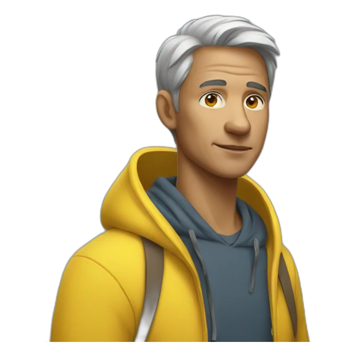 A mature boy wearing yellow hoodie sticker