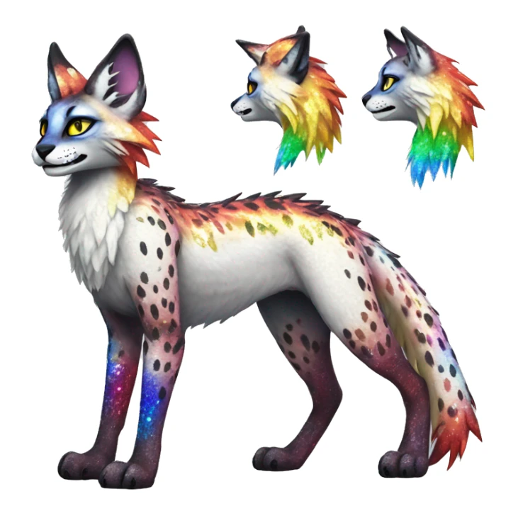 Epic Edgy Colorful Sparkly Sergal-Serval-Vernid full body sticker