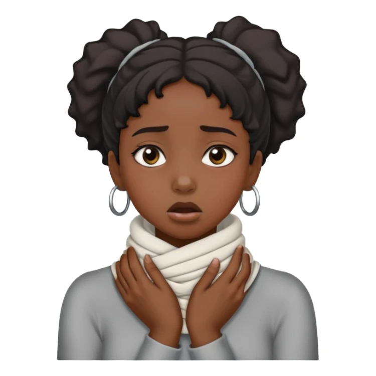 Black girl with her hands wrapped around her neck choking herself sticker