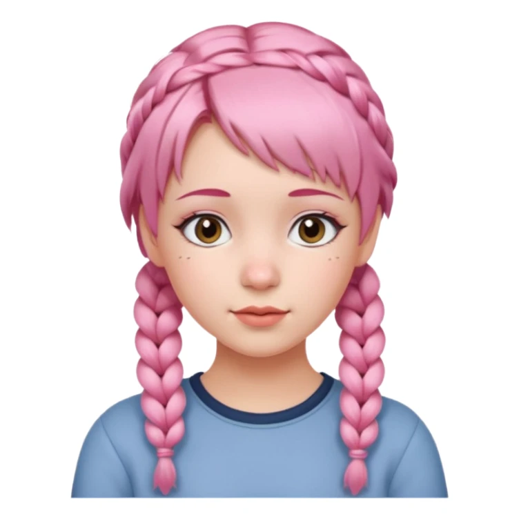 Young woman, short pink hair styled in two braids sticker