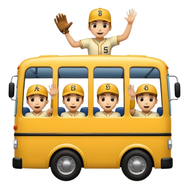 autobus de equipo llevando a egnte de basebal  y un chofer sticker