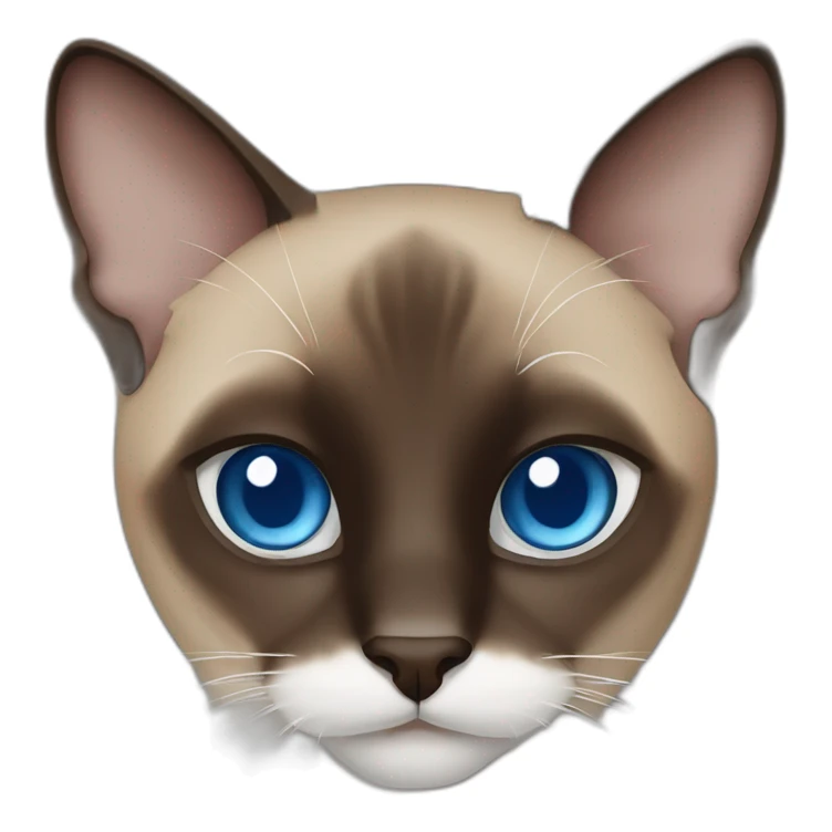 Medium brown and black siamese Cat with blue eyes and white chin sticker