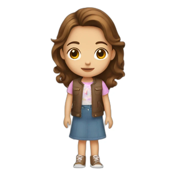 Little Girl  whit Brown hair ans a car un is right hand sticker