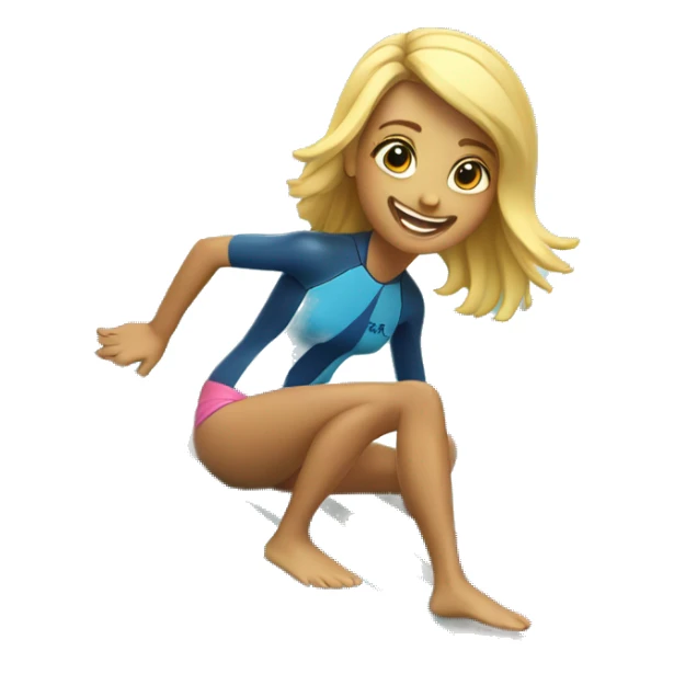 surfer girl on surfboard with wave sticker