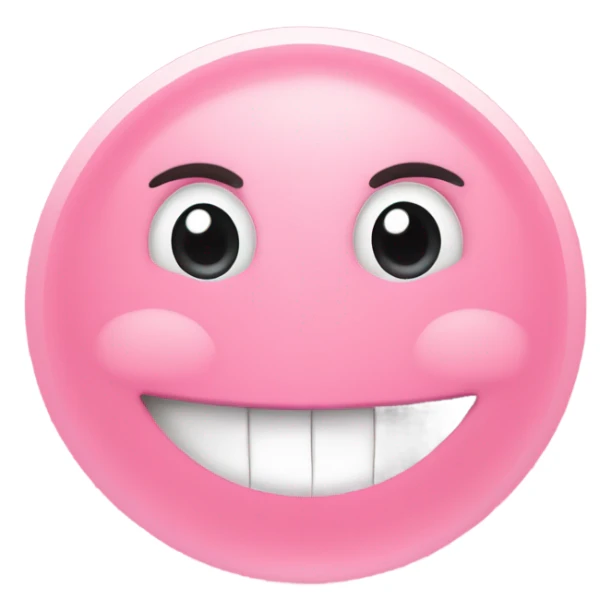 pink circle emoji, flushed cheeks, looking up with a cheeky, embarrassed expression and smile, long eyelashes sticker