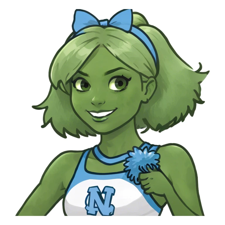 Blonde girl, UNC cheerleader with pom-poms sticker