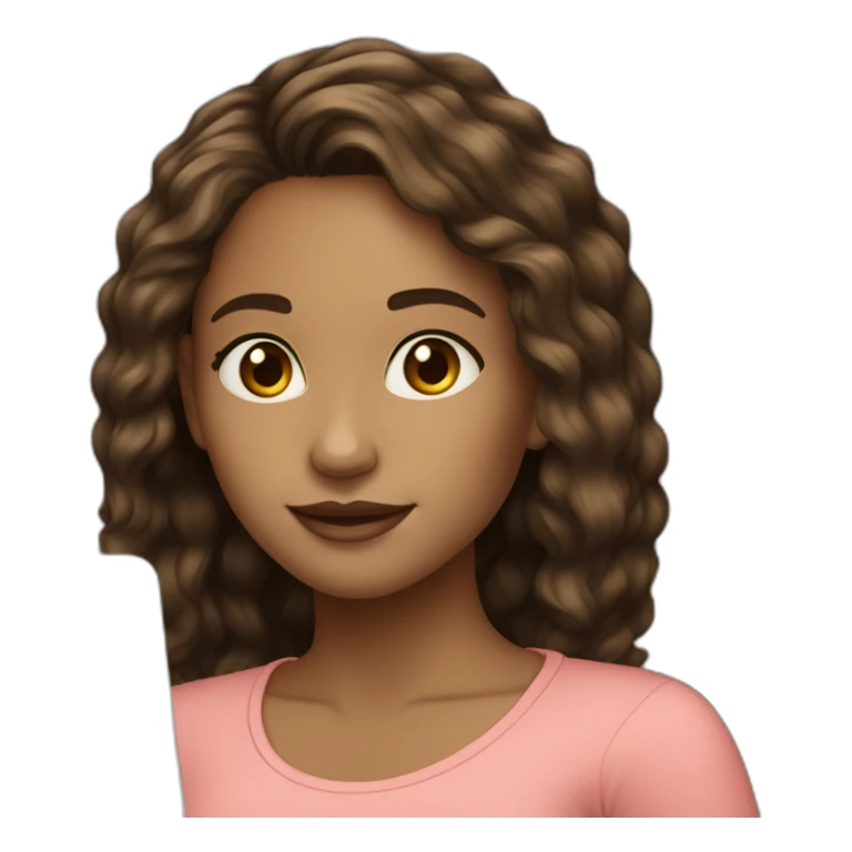 light skin girl long dark brown hairs with laptop sticker