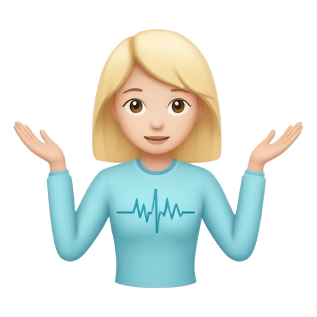 Smart health assistant emoji logo, human silhouette + pulse line, simple vector, soft colors sticker