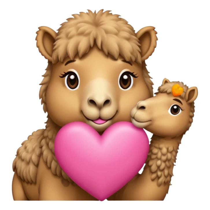 cute camel in pink heart sending kiss sticker