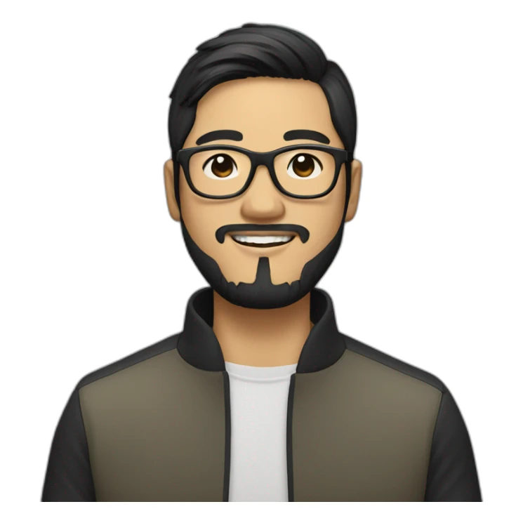 asian designer with glasses and black hair and beard sticker