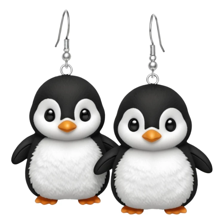 Adorable fluffy baby penguin plushy earings sticker