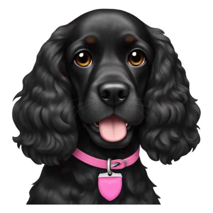 Fully Black cocker spaniel girl with pink collar sticker