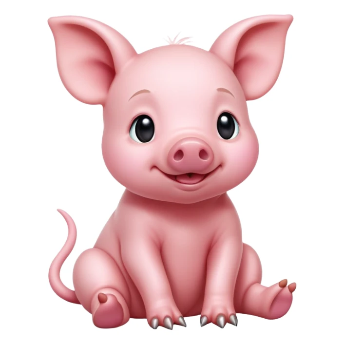 cinematic-[realistic piglet]-realistic-full-body-sitting-emoji,-tail-flicking-lazily,-head-tilted-dramatically,-sleek-[pink]-skin,-simplified-yet-realistic-focused-features,-highly-detailed,-glowing-with-an-almost-sarcastic-glow sticker