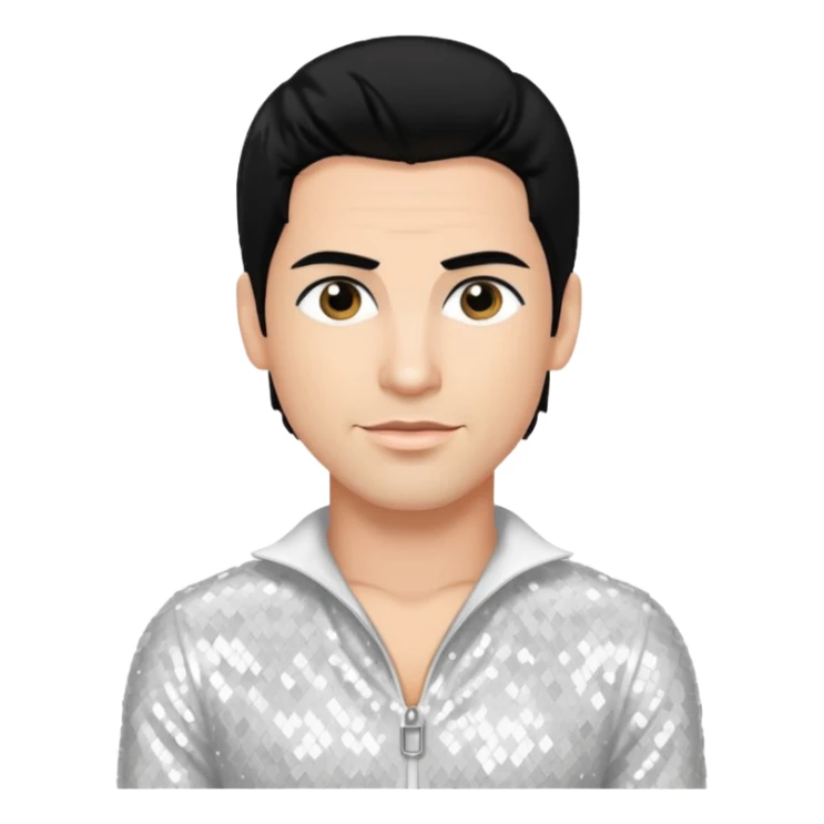 Danny Wood from NKOTB with black hair, white sequin outfit sticker