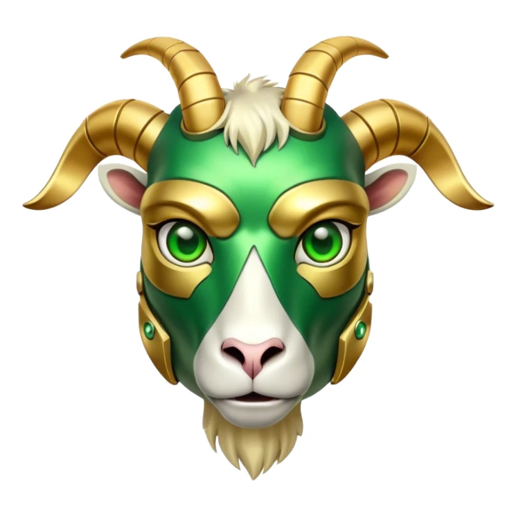 A  golden terminator Goat with green eyes sticker