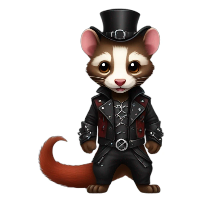 Red ferret wearing gothic heavy metal clothing sticker