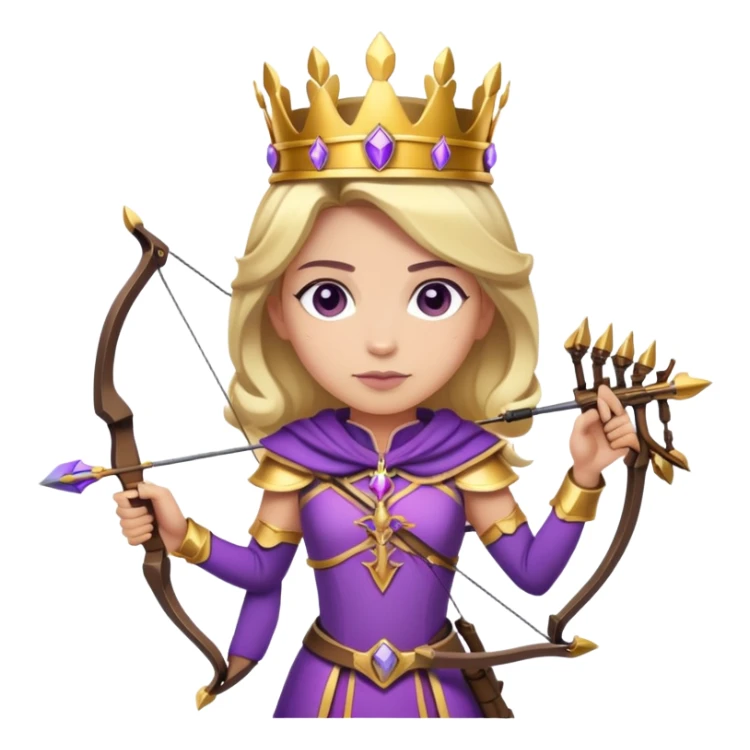 Archer Queen with crossbow, crown, purple and gold outfit sticker