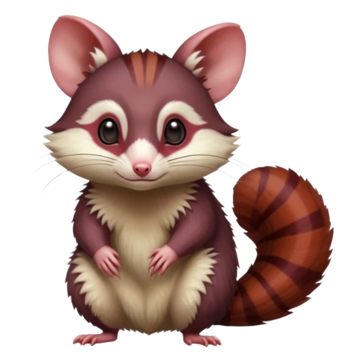 Dark Brownish red soft natural realistic romantic vintage antique divine beautiful elegant pretty precious cute young youthful  Fakémon-Pokémon-alien-Furret-opossum-feline-rodent-hybrid-creature (full body) sticker