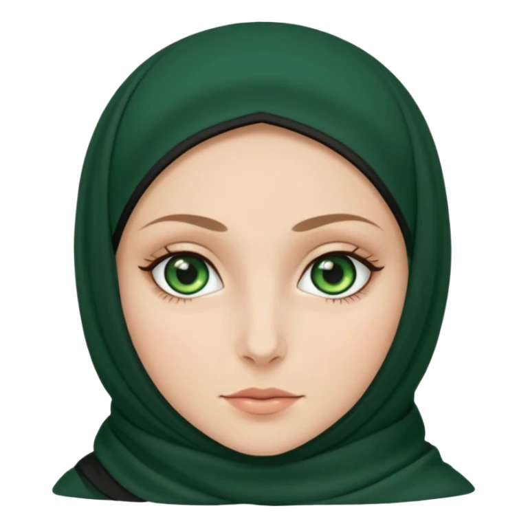 Old Muslim black hijab, white girl, green eyes sticker
