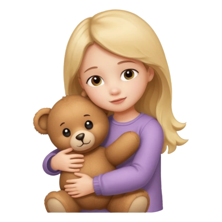 Little girl – hugging a teddy bear.
 sticker