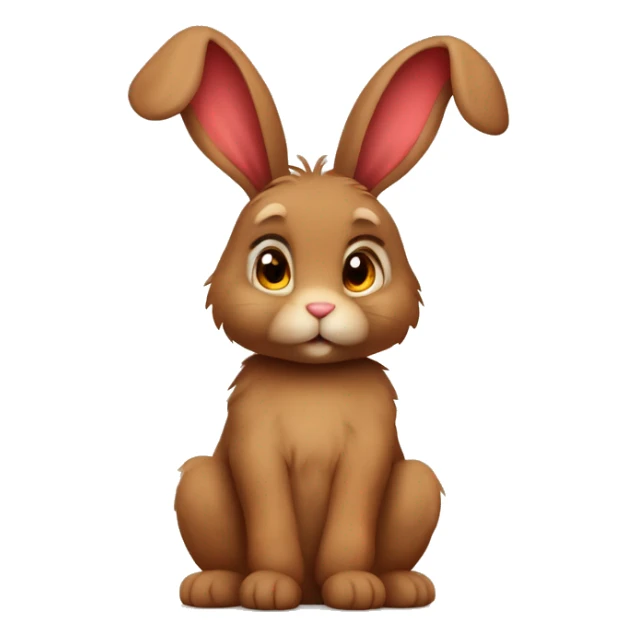 Cute feminine Fluffy brown rabbit teddy wearing red tshirt sitting long floppy ears sticker