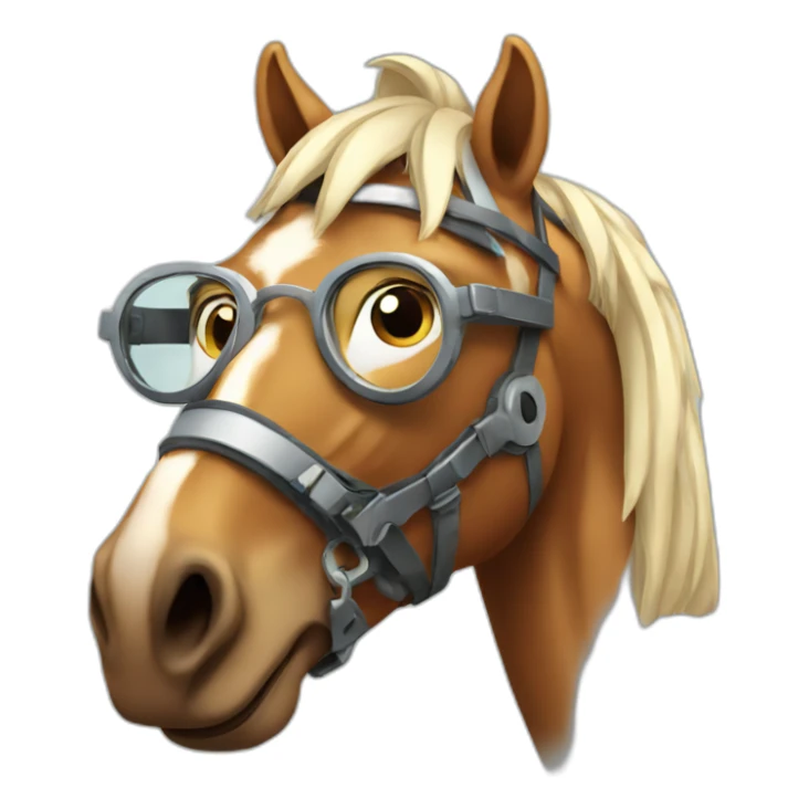 Mechanical horse wearing glasses sticker