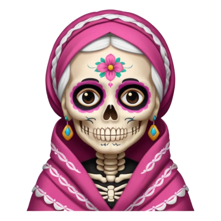 Abuelita skull día de muertos wearing rebozo rosa  sticker