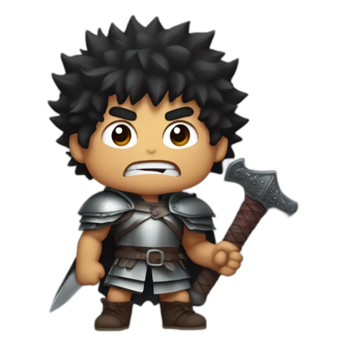 angry berserk guts carrying a huge sword on his shoulder sticker