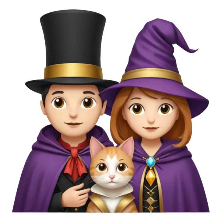 magician couple and their pet cat sticker