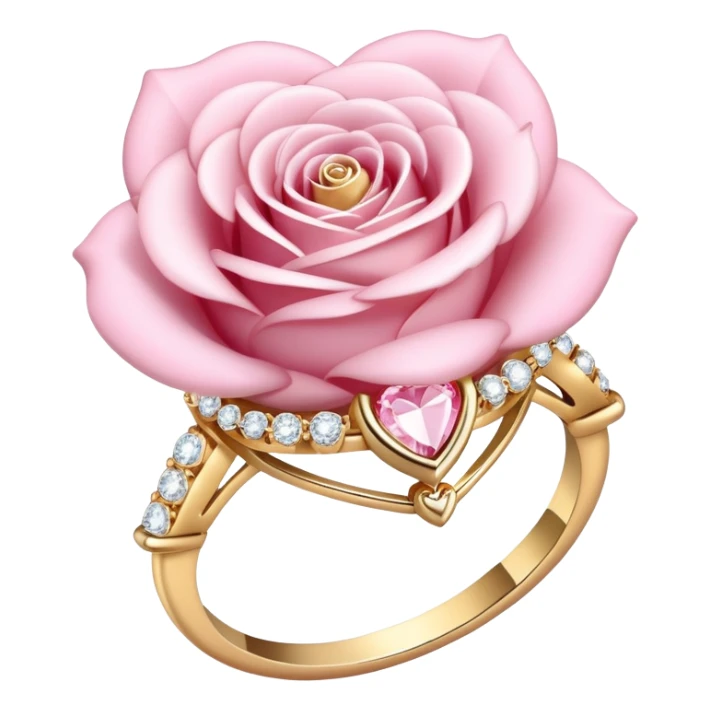 Romantic Pastel pink and gold rose heart gems crystals Diamond ring sticker
