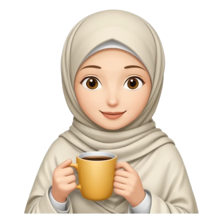 Beyaz kedi hijap bayan elinde kahve ve battaniyesi sticker