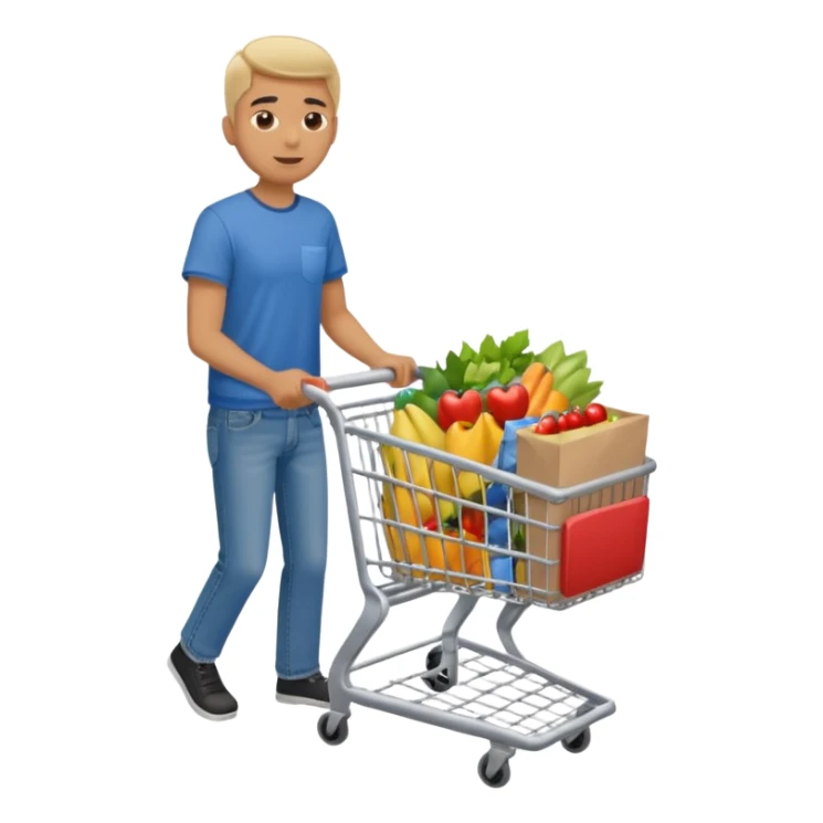man-with-a-shopping-cart-full-body sticker