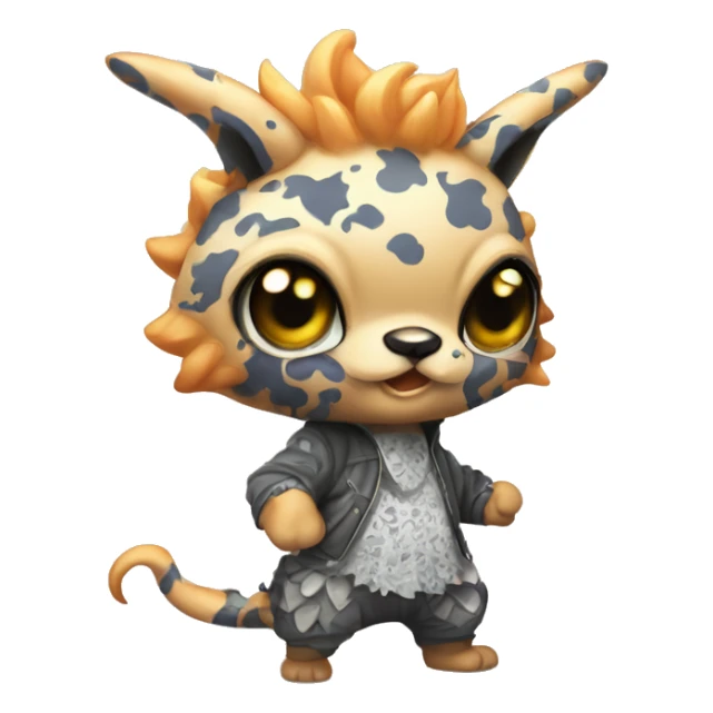 an edgy cute kawaii vernid-fionbri with splash patterns full body sticker